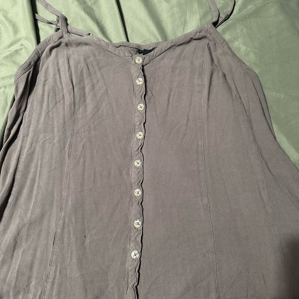 Torrid Gray Buttoned Tank Top Relaxed Fit